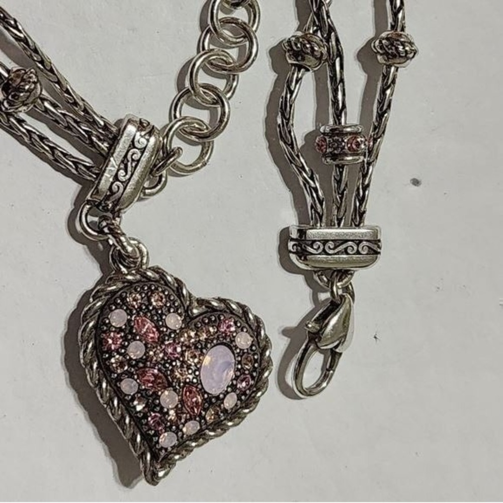 Brighton Trust your Journey pink‎ jeweled breast cancer awareness charm bracelet